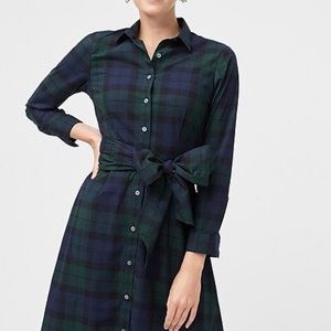 JCREW plaid bow button up dress